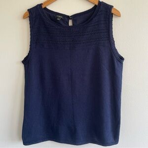 Talbots Women's Tank Top Sweater Navy Blue Size Large